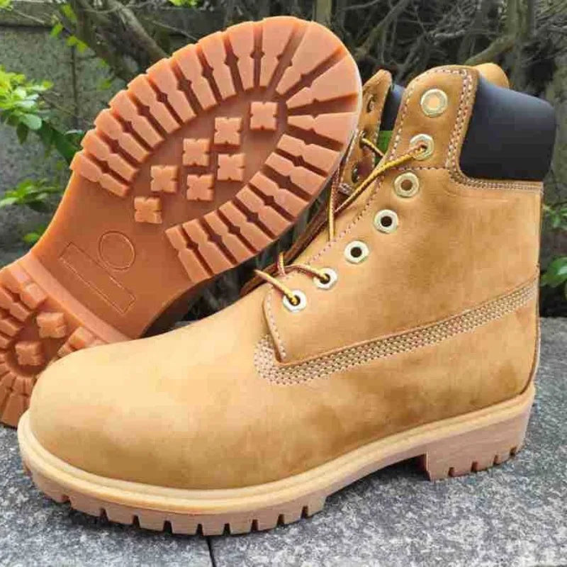 Handmade Genuine Leather Motorcycle Boots British Retro Men Women Outdoor Hiking Work Shoes Non-slip Desert Boots