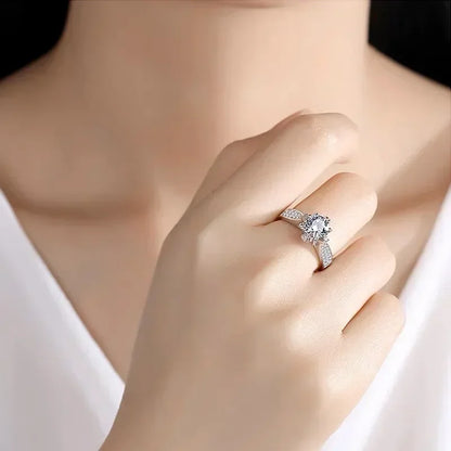 Women's Luxury PT950 Platinum Eternal Wedding Ring - 1 Carat Real GRA VVS Moissanite Diamond, Fine Jewelry