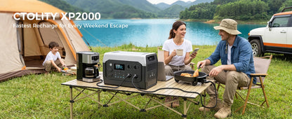 CTOLITY XP2000 Power Station 2400W 2048Wh 640000mAh & 2PCS SP200-E 200W Foldable Solar Panel, LiFePO4 Outdoor Emergency Supply