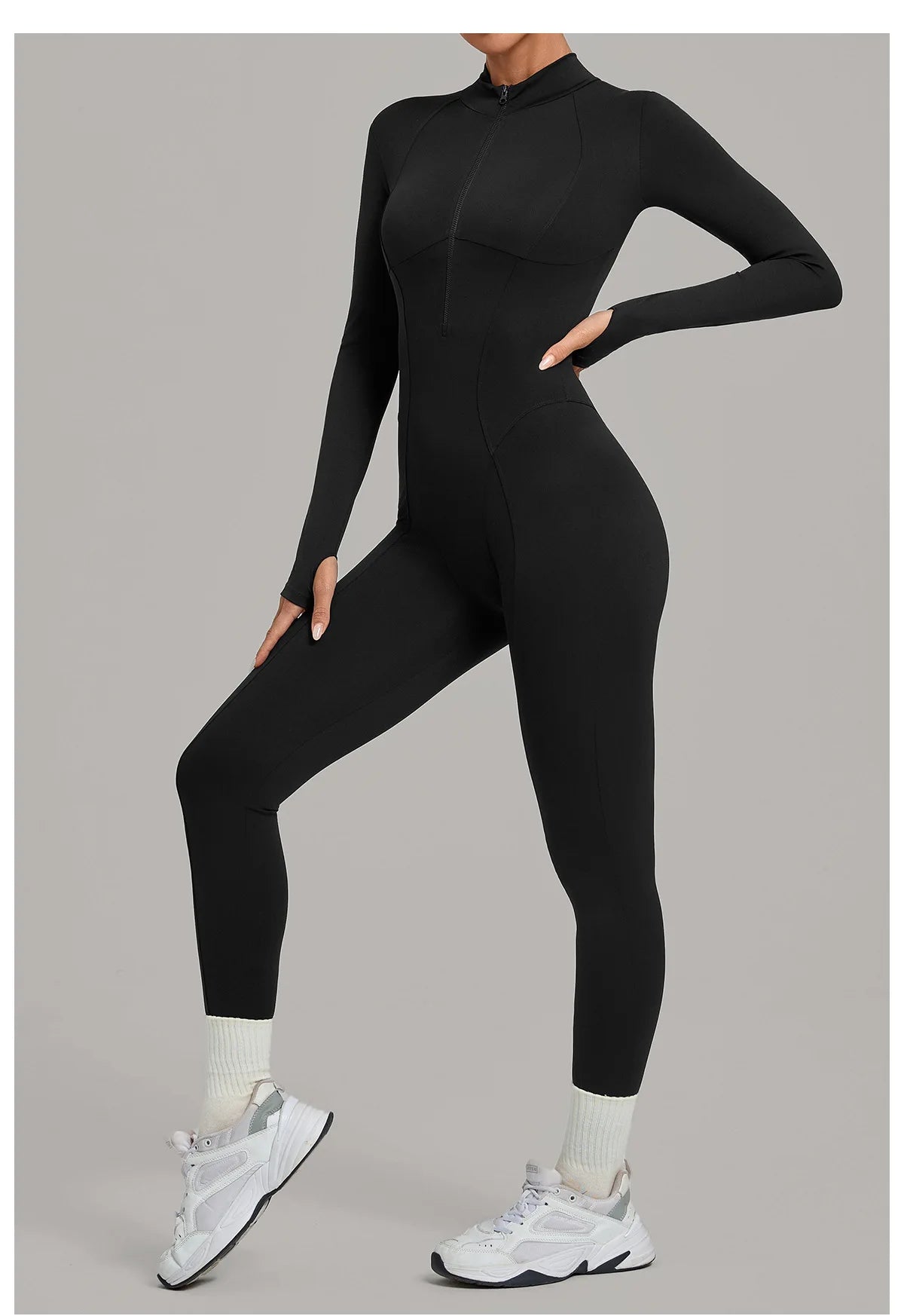 Zipper Jumpsuits for Woman No Padding Sports Overalls for Women Long Sleeve Gym Clothes Woman Activewear 2026 Purple Coffee XL