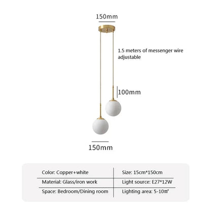 LED Glass Ball Pendant Lamp Chandelier Lights Home Indoor Kitchen Island Restaurant Bar Table Decor Hanging Suspension