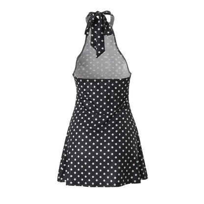 Elegant Off-Shoulder Polka Dot Mini Dress Women's Sleeveless Backless High Waist Y2K Summer Fashion Club Party Gown