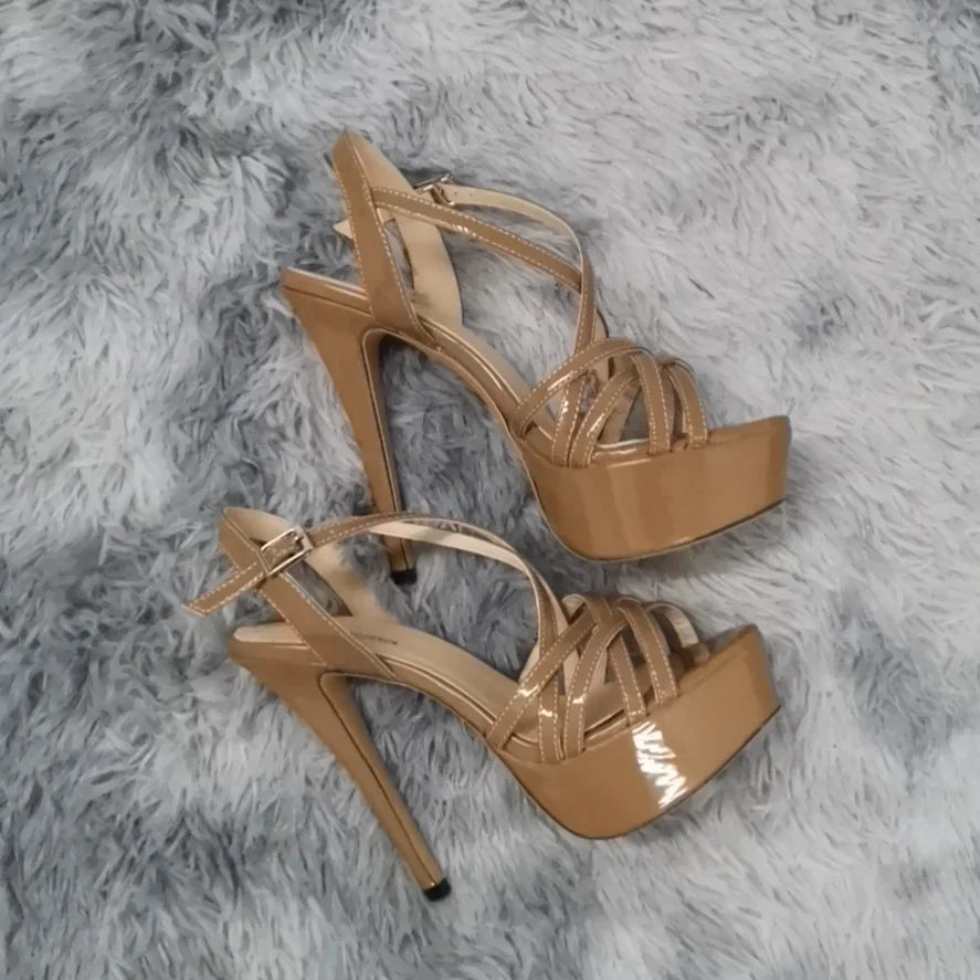 Women Sandals Catwalk Shows 14CM Open Toe Platform High Heels Snake Pattern Stilettos Sexy Ankle Strap Gladiator Party Shoes