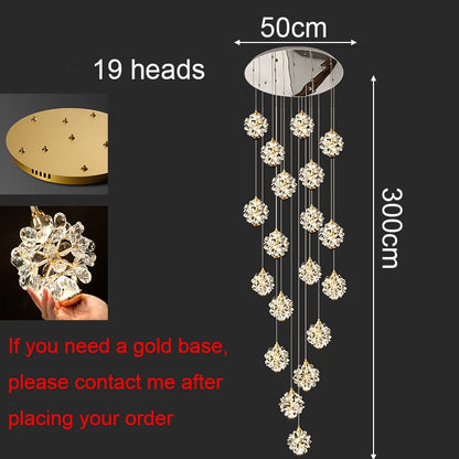 Modern Crystal stair chandelier lights indoor lighting Ceiling lamp hanging light led Chandeliers for living room indoor lightin