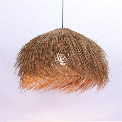 Japanese Wabi Sabi LED E27 Pendant Lights 50CM Rattan Straw Hat Chandelier Retro B&B Suspend Lamp Retro Raffia Decor Droplight
