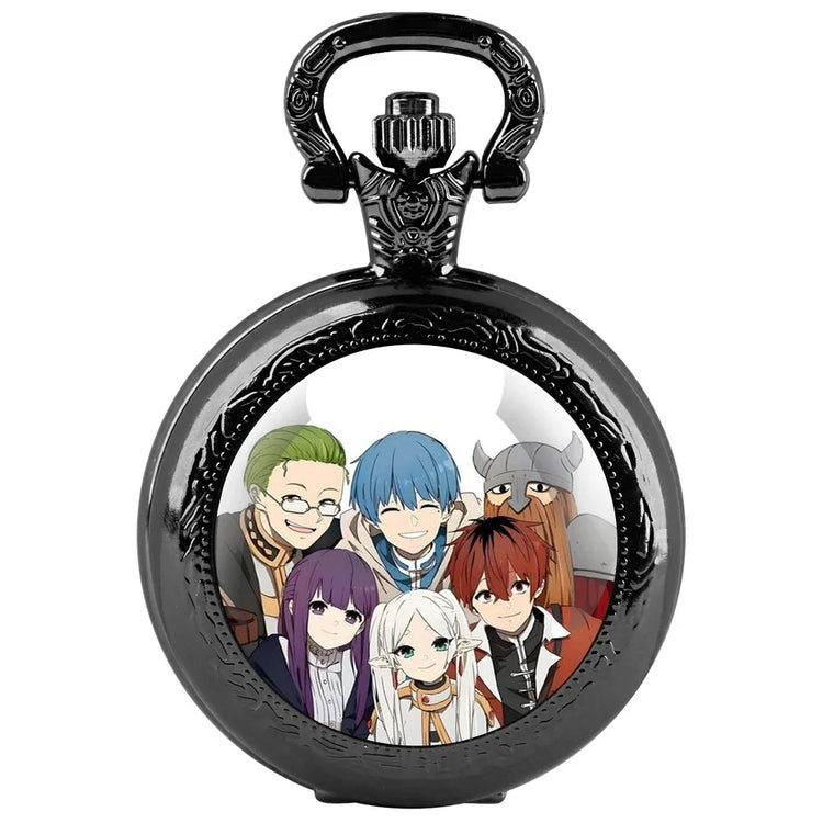 Frieren: Beyond Journey's End Glass Dome Pocket Watch with Chain Woman Pendant Watch Men Necklace Chronograph Gift for Friend