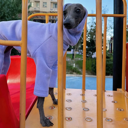Winter Clothes for Dogs Warm 4-legged Purple Fleece Sweatshirt for Italian Greyhound Whippet Thick Solid Color Coat in Spring