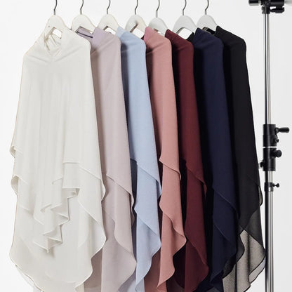 1pc Double Layered Chiffon Ready to Wear Instant Hijabs Solid Headscarf Foulard Femme Musulman Shawl Wrap Bandana