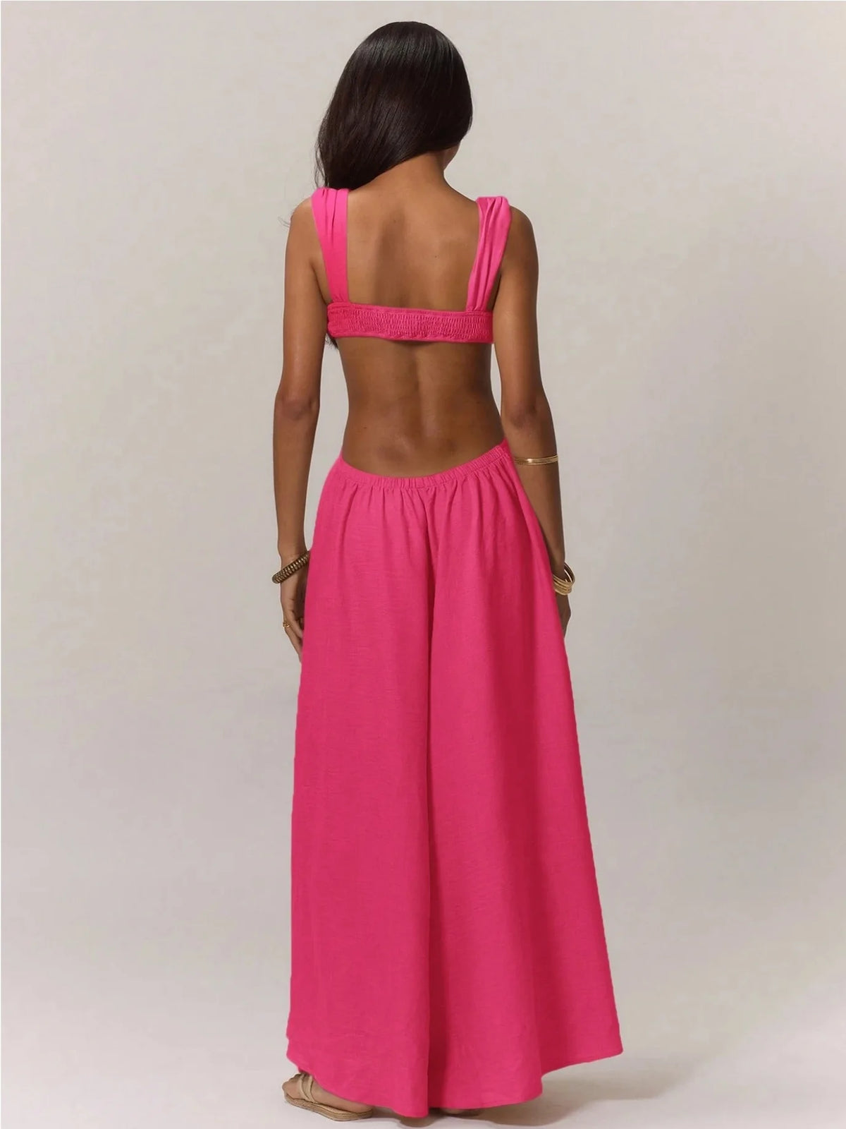 2026 Backless Jumpsuits For Woman Jumpsuit Sling Hollow Out Slim Solid Color Sleeveless Casual Elegant Temperament Simple Style