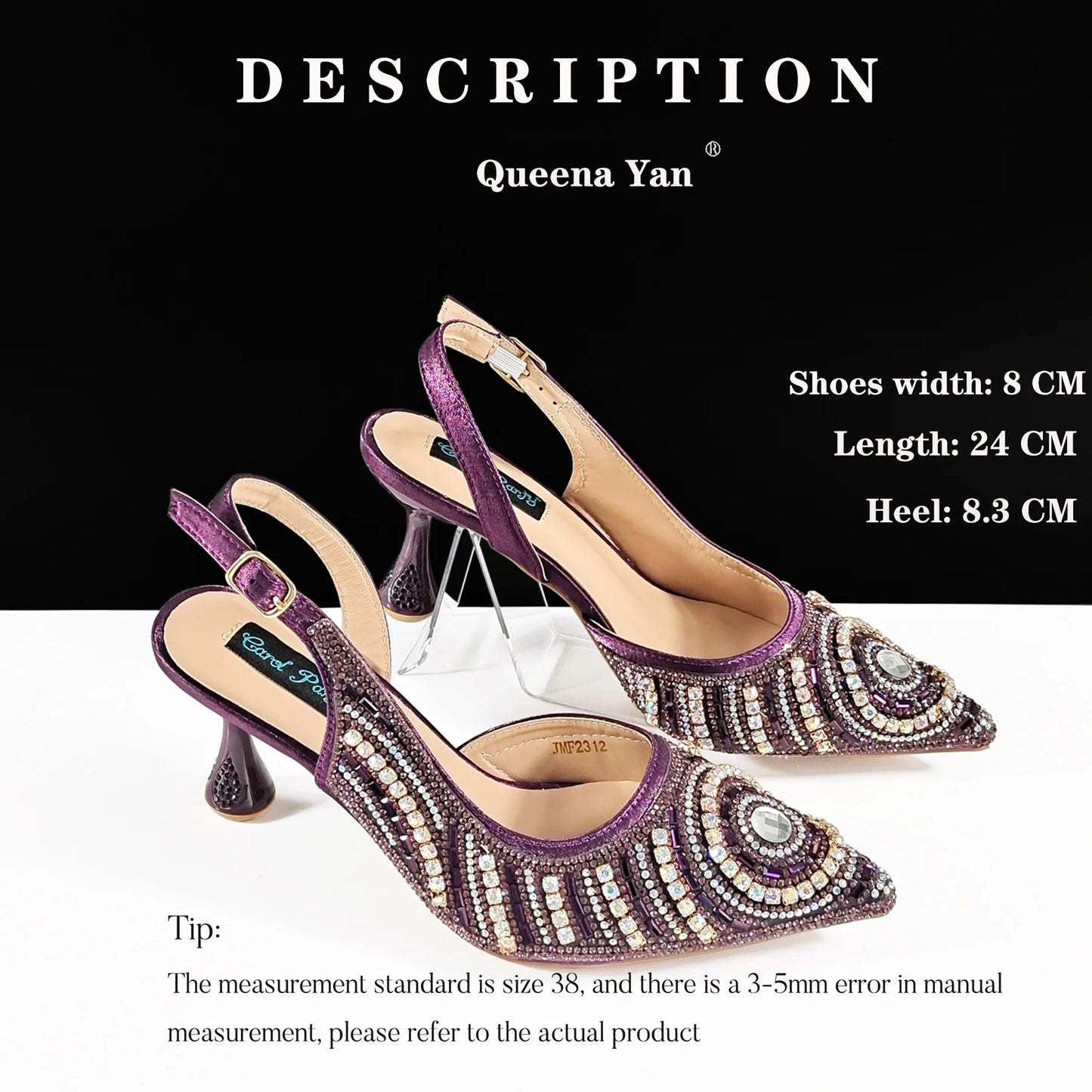 Queena Yan High-end Matching Women's Shoes with Diamond Hard Box Bag Popular in Nigeria Party Women's High Heels