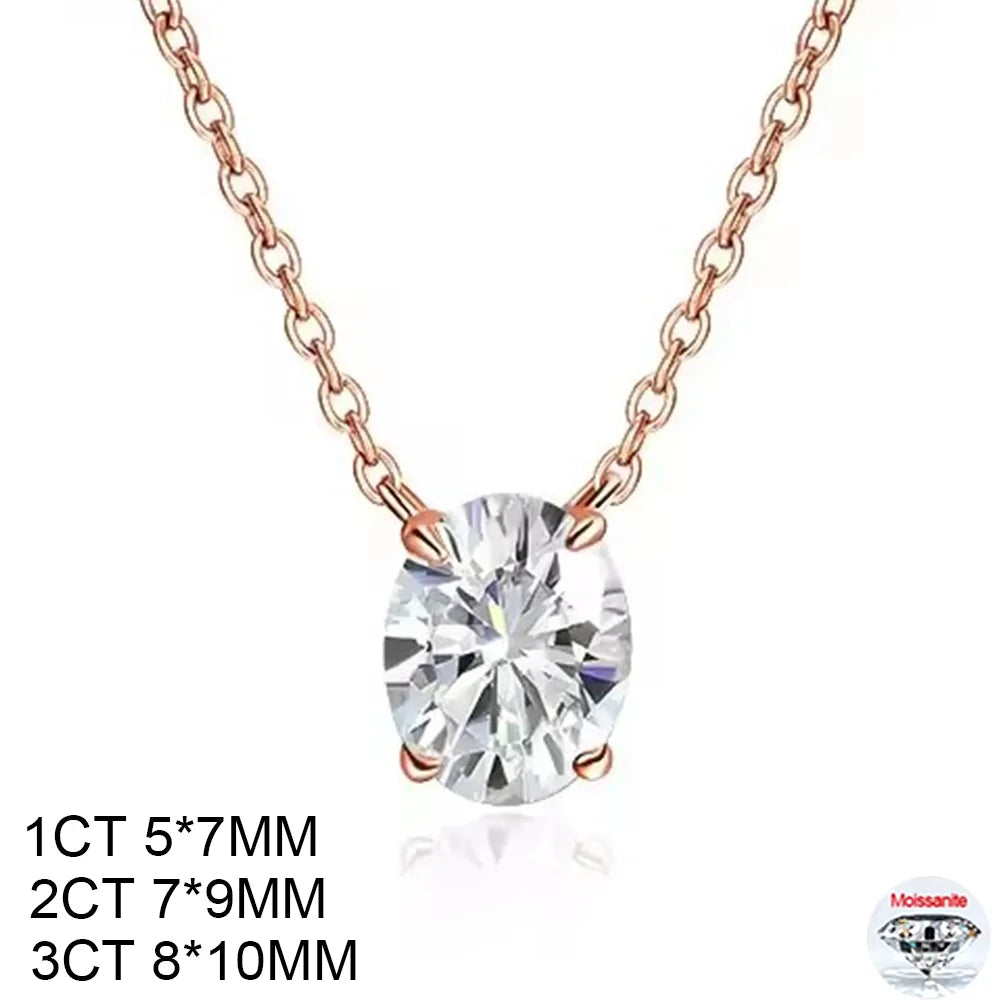 COSYA 1/2/3CT Oval Cut Moissanite Solitaire Necklace For Woman S925 Silver Plated 18K Gold Lab Diamond Chain Dainty Fine Jewelry