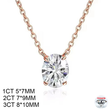 COSYA 1/2/3CT Oval Cut Moissanite Solitaire Necklace For Woman S925 Silver Plated 18K Gold Lab Diamond Chain Dainty Fine Jewelry