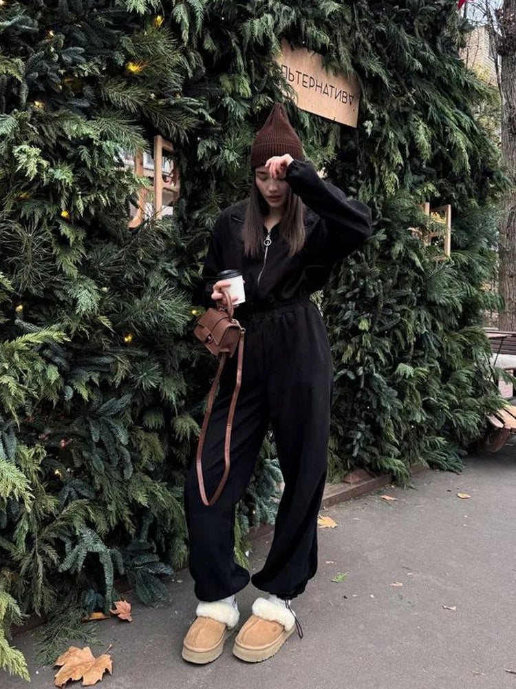Sports and Leisure Contrast Color Jumpsuit Fashion Trend Street Jumpsuit Women’s Suit New Women Clothing
