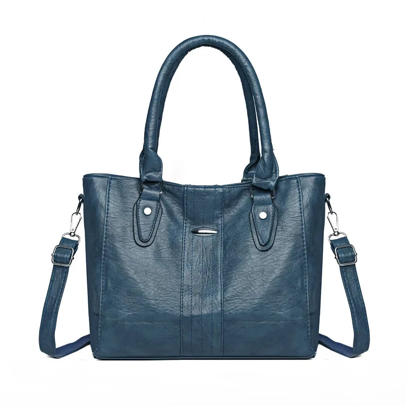New Soft Leather Handbag For Women Vintage Shoulder Tote Bag Luxury Designer Ladies Large Capacity Purse Commute Bags Sac A Main