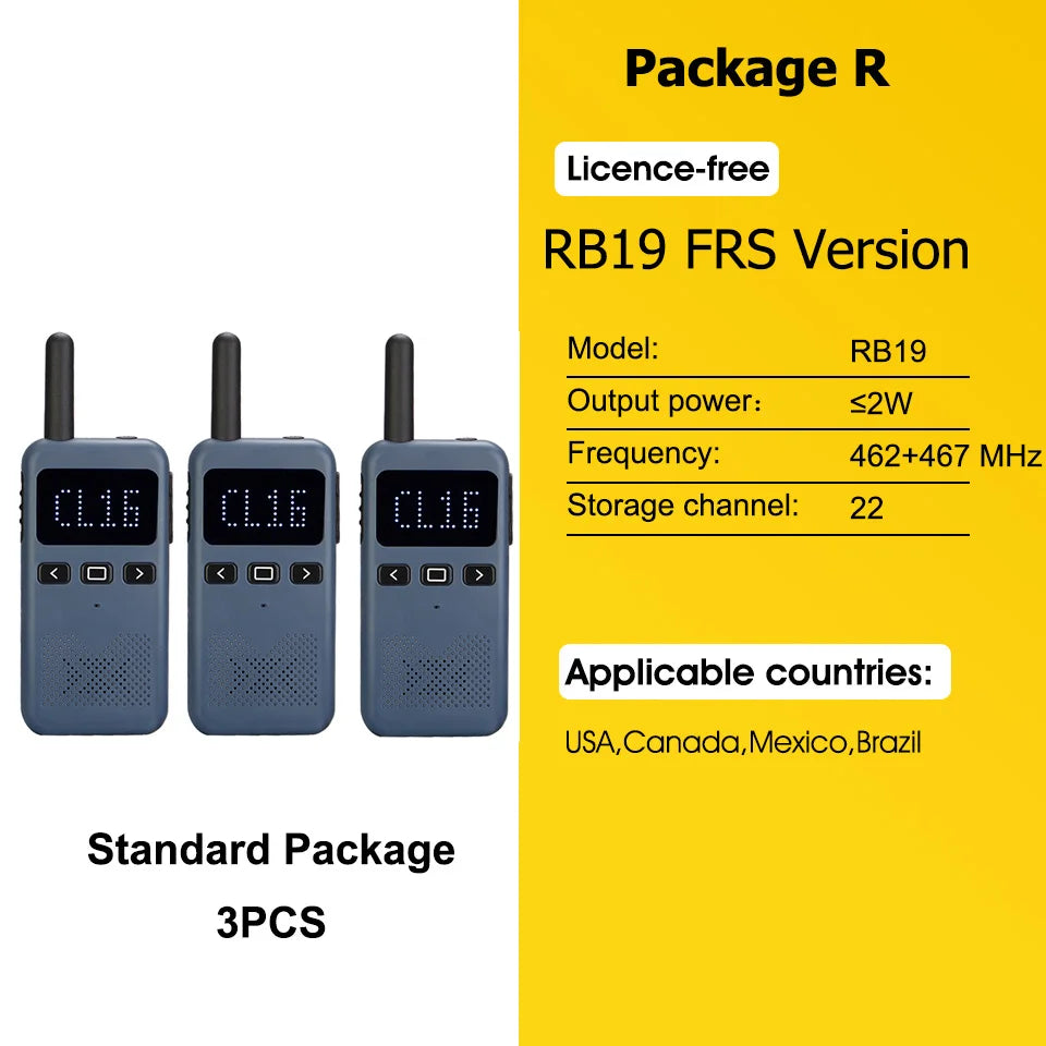 Retevis RB619 Mini Walkie Talkie PMR446/FRS 1650mAh Portable Long Range Two Way Radio Type-C Programmable for Restaurants Hotels