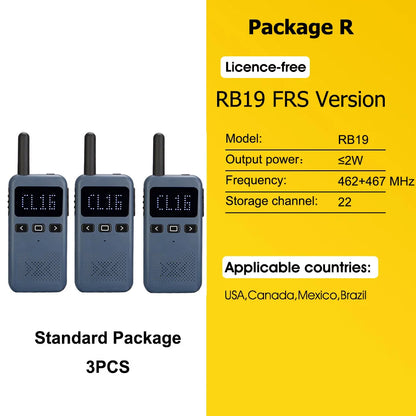 Retevis RB619 Mini Walkie Talkie PMR446/FRS 1650mAh Portable Long Range Two Way Radio Type-C Programmable for Restaurants Hotels