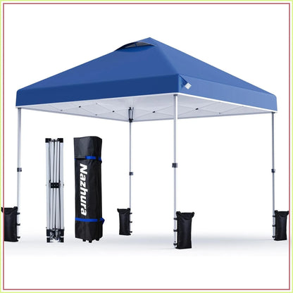 10x10 Pop Up Canopy Tent w/ Sand Bag, Sun Shelter for Camping, One Person Setup, Height Adjustable, Blue