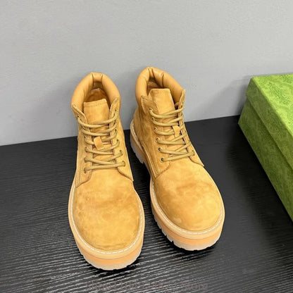 Handmade Men's Shoes Thick Sole Casual Genuine Leather Work Motorcycle Boots Male Desert Outdoor Youth Oxford Ankle Boots
