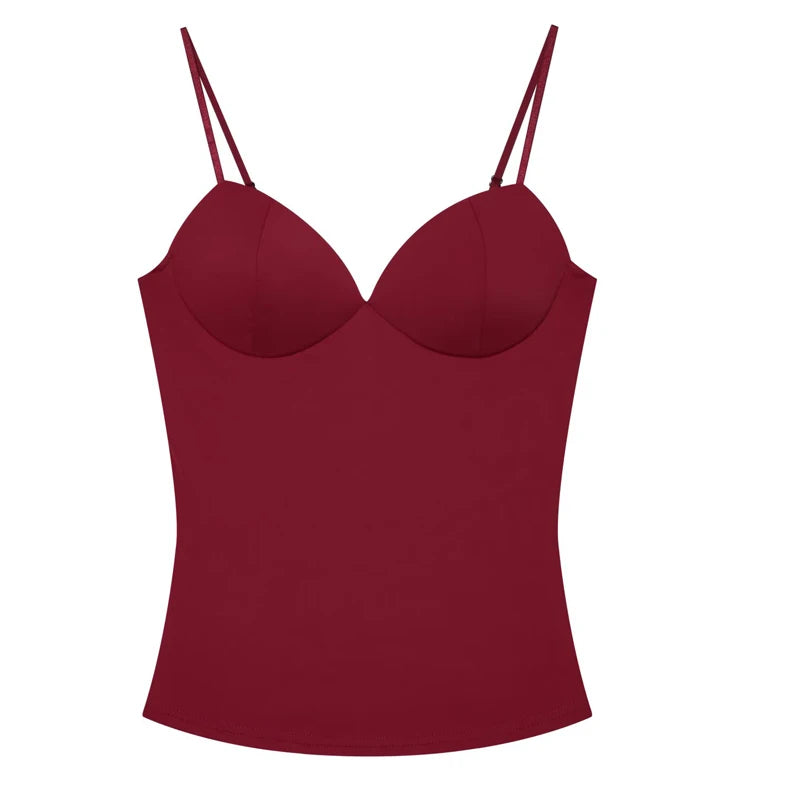 HXAO Woman Tops Corset Crop Top Women Sleeveless Black Brown Top With Straps Camisole Bodycon Backless Sexy Tops Bustier