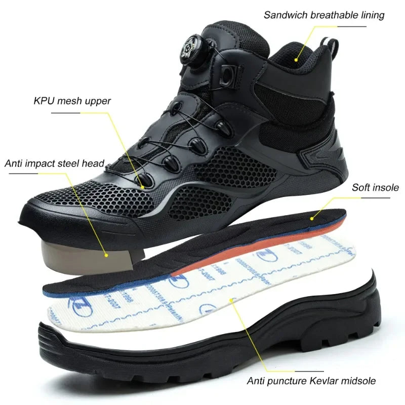 Motorcycle Riding Boots Anti-smash and Anti-puncture Work Protective Shoes Safety Shoes Steel-toe Labor Protection Shoes
