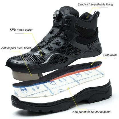 Motorcycle Riding Boots Anti-smash and Anti-puncture Work Protective Shoes Safety Shoes Steel-toe Labor Protection Shoes