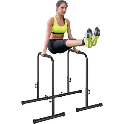 Adjustable Height Parallel Push Up Stand, Parallel Bar Station for Strength Training, Heavy Duty Steel Dip Stand Station, Home
