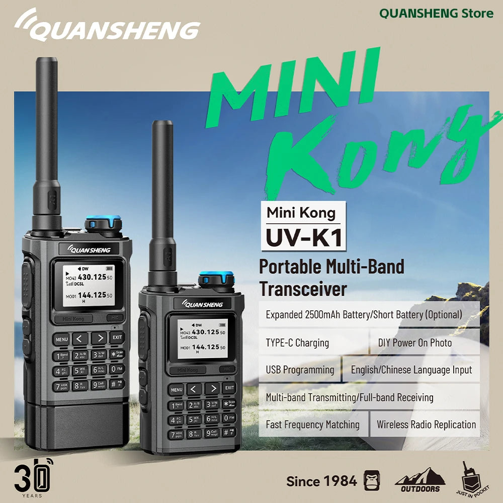 Quansheng UV K1 8 MINI Walkie Talkie Long Range Camping Emergency FM AM Ham Communication Radio Transceiver Wireless Set Walkier