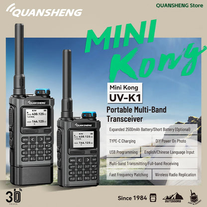 Quansheng UV K1 8 MINI Walkie Talkie Long Range Camping Emergency FM AM Ham Communication Radio Transceiver Wireless Set Walkier