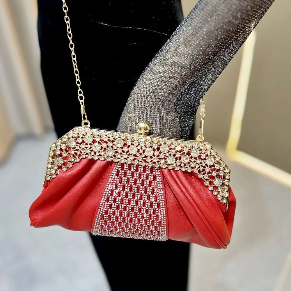 Fashionable Diamond Embedded Evening Dress Handbag Elegant Large Capacity Clutch Bag Tote Bag for Ladies Party And Banquet