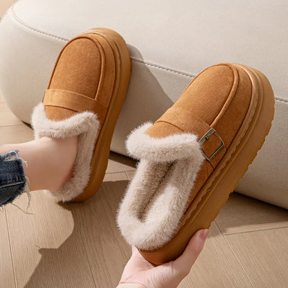 Casual Women's Home Slippers Winter Plush Luxury Designer Woman Shoes Indoor Fluffy Platform Fuzzy Fur Slides Elegant Flats Warm