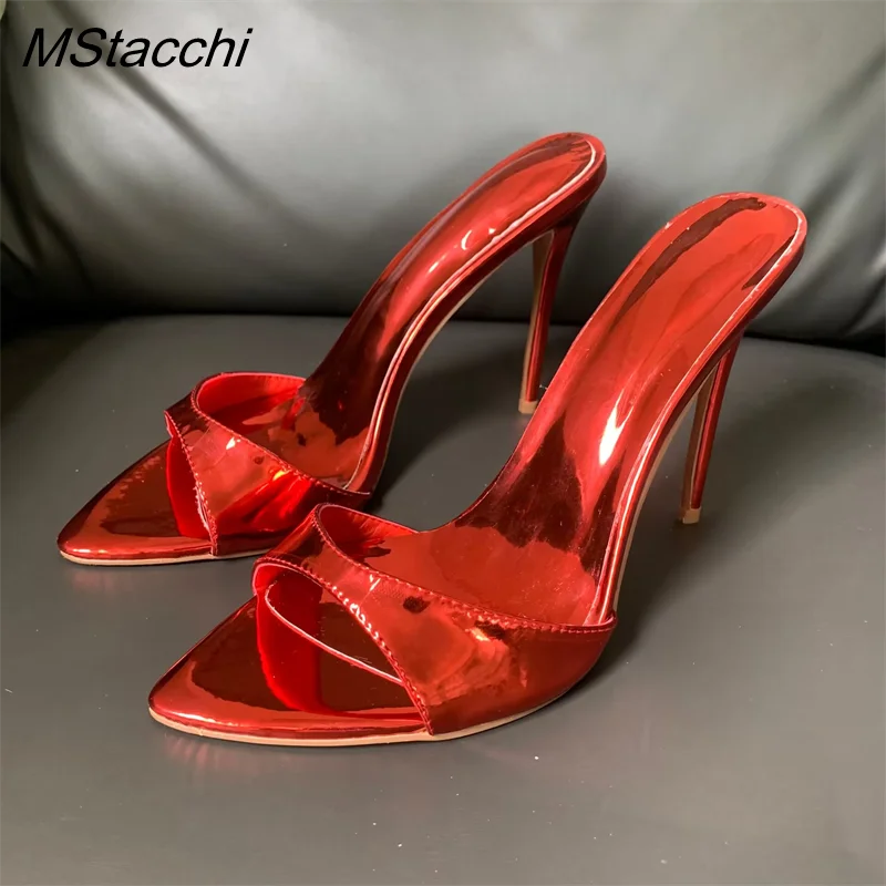 Super-high Heel Slippers Women Shoes Summer Peep Toe Mixed Colors Stiletto Sandals Sexy Party Ladies Shoes Luxury Woman Pumps