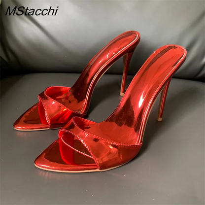 Super-high Heel Slippers Women Shoes Summer Peep Toe Mixed Colors Stiletto Sandals Sexy Party Ladies Shoes Luxury Woman Pumps