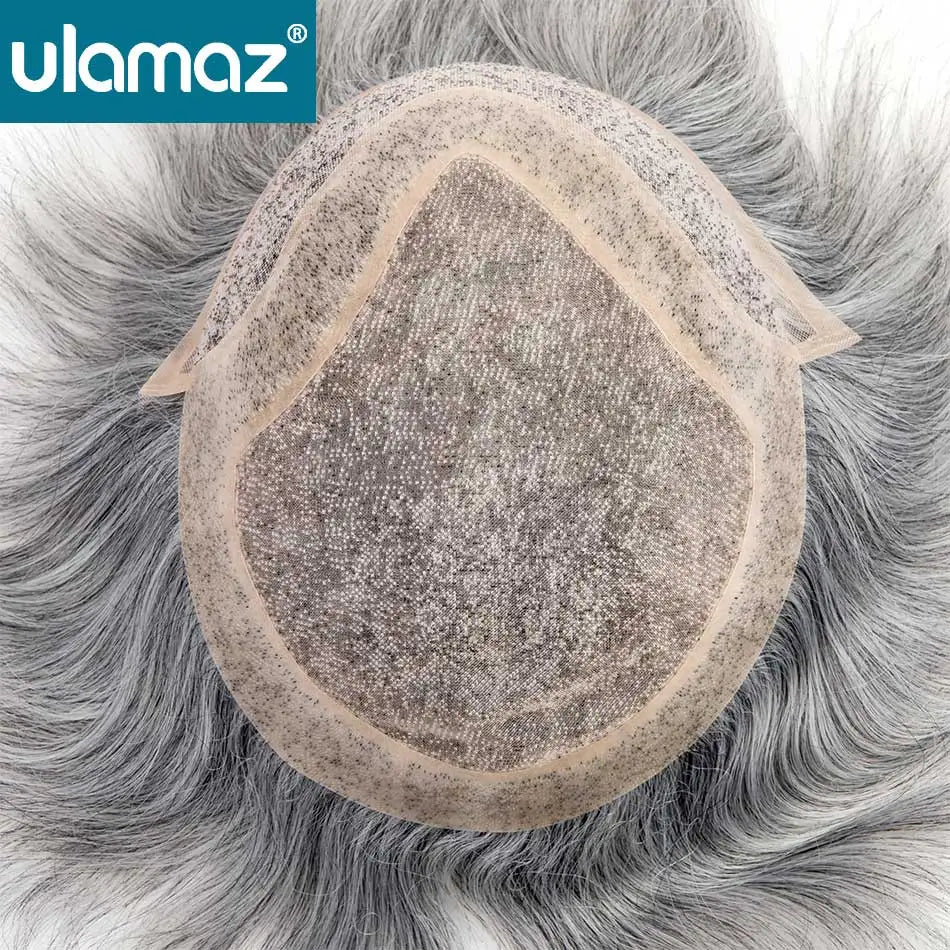 Toupee French Lace In Front Wigs For Man Mono Lace Men's Hair Prosthesis Men's Wigs Human Hair Mono PU Wig Male Hair Prosthesis