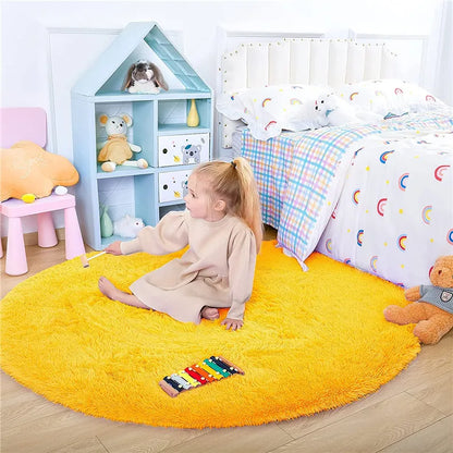Round Fluffy Soft Area Rugs for Kids Room Princess Castle Plush Shaggy Carpet Cute Circle Nursery Rug Home Decor Circular Carpet