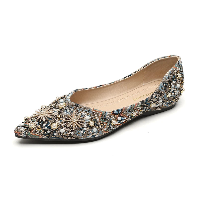 Women Retro Soft Sole Single Shoes Summer Unique Design Shallow Mouth Bean Shoes Plus Size Comfort All Match Daily Casual