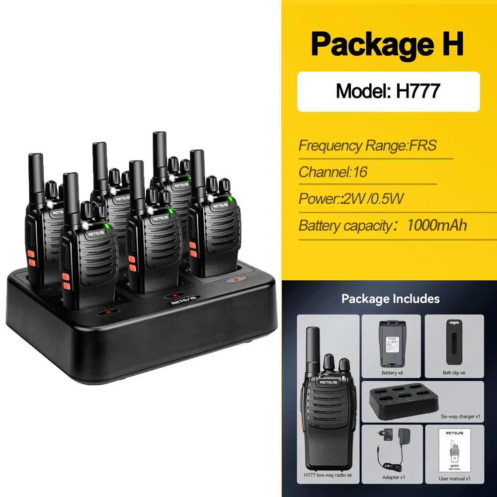 Retevis H777 2pcs Walkie Talkie Clear Sound Quality Portable Walkie Talkies Long Range Type-C Two Way Radio for Cycling Camping