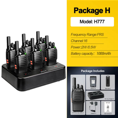 Retevis H777 2pcs Walkie Talkie Clear Sound Quality Portable Walkie Talkies Long Range Type-C Two Way Radio for Cycling Camping