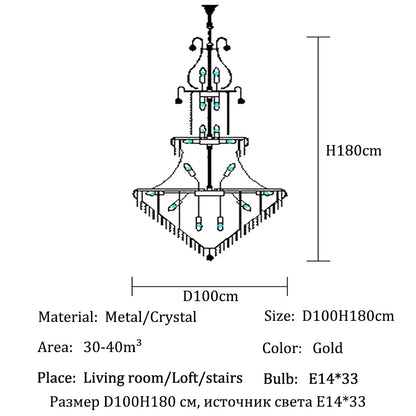 Luxury Crystal Chandeliers Home Decorate Ceiling Chandelier Lustre Duplex Loft Pendant Lights for Living Dining Room Żyrandol