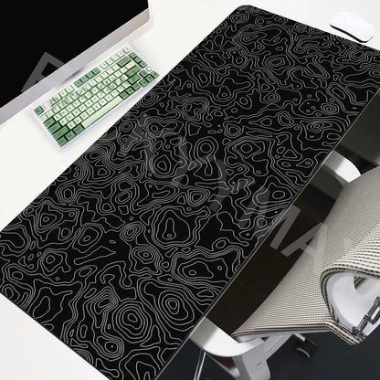 Large Mouse Mat Black And White Mousepad Gaming Mousepads 39.3x19.6in Rubber Keyboard Mats Abstract Desk Pad Office Mouse Pads