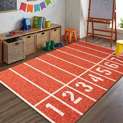Sports Theme Racing Track Basketball Court Soccer Field Carpet Kids Play Mat Home Decoration Non-Slip Floor Mat Rugs for Bedroom
