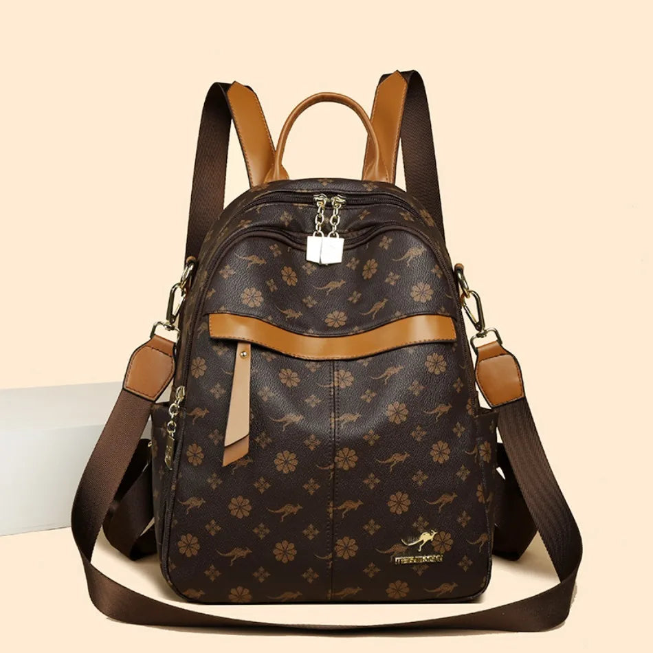 New Classical Fashion High Quality Soft Leather Travel Backpack Women Large Capacity Luxury Shoulder Bags School Bag Backpacks