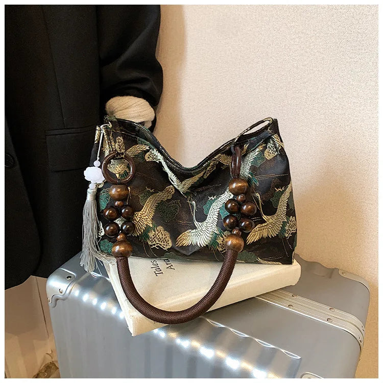 Shoulder Bags Tassel Decoration Embroidered National Style Hasp Sewing Thread 2026 Spring New Hot Sale Women's Handbags
