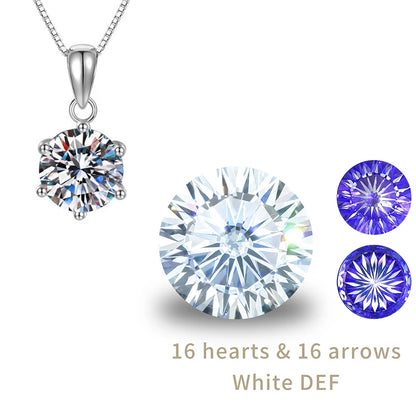 Classic 6-Prongs 925 Silver Moissanite Necklace For Women Cherry Blossom Cut Russian Cut Sakura Cut Women's Moissanite Necklace