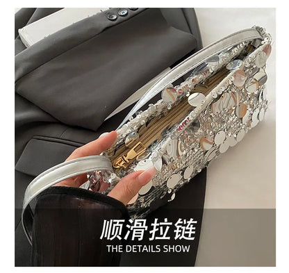 Sequin Evening Party Shoulder Bags for Women Lightweight Portable Ladies strap Crossbody Bag Solid Color fashion Female Handbag