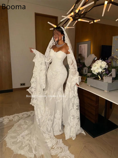 Booma Mermaid  Off The Shoulder Lace Elegant Wedding Dresses Lace Appliques Brides Gown Custom Made 2025