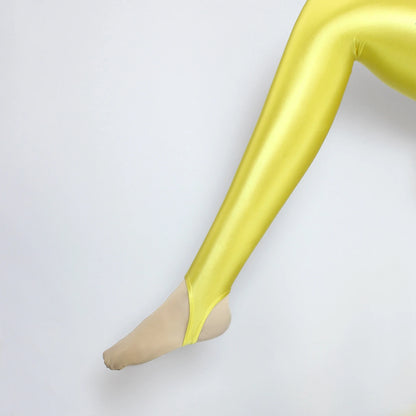 MJINM Spandex Catsuit Women Full Body Shiny Glossy Bodysuits Tight-Fitting Yoga Sport Tights Catsuit Jumpsuits Zentai