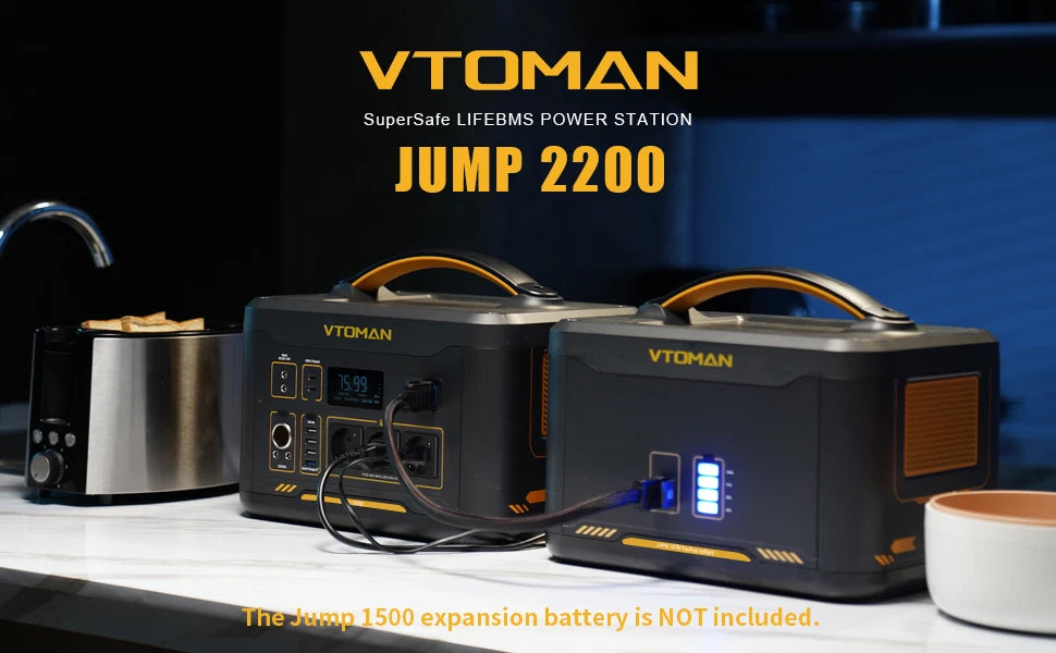 VTOMAN JUMP 2200 / JUMP 1800 Portable Power Station 828/1548Wh LiFeP04 Battery Solar Generator Solar for Home Outdoor Camping