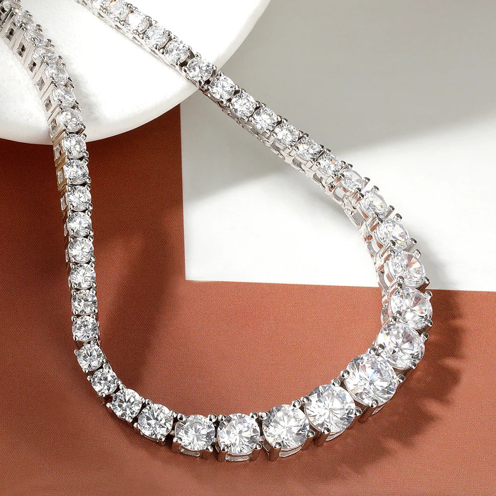 Serenity Gradient D Color Moissanite Tennis Necklace For Women Man 925 Sterling Sparkling Neck Chain Wedding Bridal Fine Jewelry