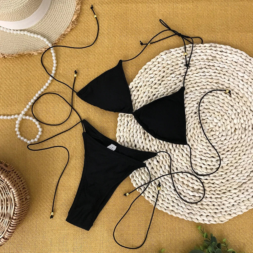 Bathing Suit Women Micro Bikini Sexy Swimsuit Female Swimwear Solid Mini Bikini Set Brazilian Biquini Swimming Suits Beachwear