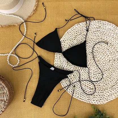 Bathing Suit Women Micro Bikini Sexy Swimsuit Female Swimwear Solid Mini Bikini Set Brazilian Biquini Swimming Suits Beachwear